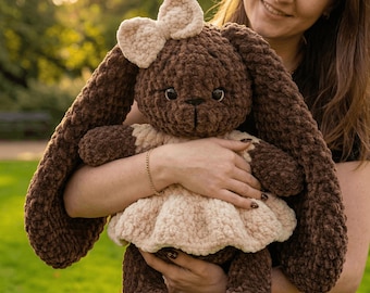 Giant Bunny Crochet Pattern | Stuffed Animal Guide | Easter Bunny Plush | Amigurumi Rabbit Toys | PDF Download