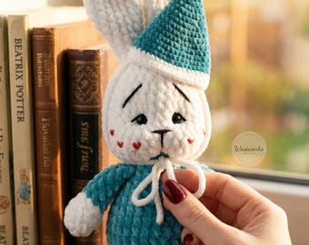 Cute Bunny Crochet Pattern | Amigurumi Easter Plush | Winter Guardian | Plush Bear with Colpack Hat | Worried Woodland Rabbit | PDF Download
