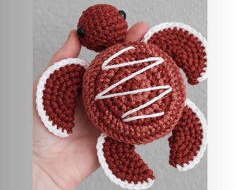 Cinnamon Roll Inspired Crochet Turtle Pattern Easy Beginner Friendly Amigurumi Stuffed Baby Animal Plushie PDF Download