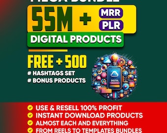 55 Million Mega PLR MRR Bundle for Passive Income | Master Resell Rights | Ultimate Digital Products Library Business Kit