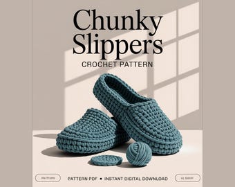 Chunky Slipper Crochet Pattern with Soles PDF | Cozy House Slippers | Beginner Friendly Instant Download | women’s booties
