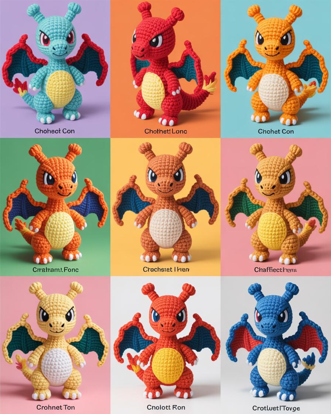 Charizard Pattern Charizard Crochet Pattern | Geeky Nursery Decor | Easy Pokemon Dragon ...