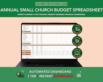 Church Budget Spreadsheet Excel | Google Sheets Annual Financial Planner Income | Expense Tracker Bookkeeping Accounting Digital Download