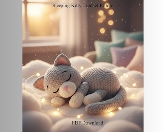 Sleeping Cute Kitty Crochet Pattern | Cat Plushie | PDF Download