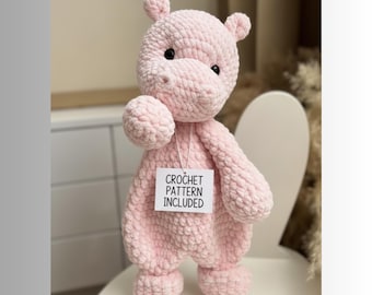 Hippo Crochet Pattern | Low Sew Animal Amigurumi Plush Toy l PDF Pattern | Quick and Easy | Instant Digital Download