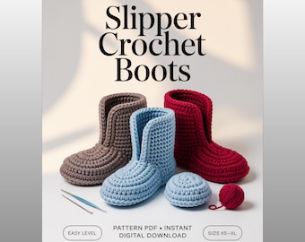 Crochet Pattern Slipper Boot with Soles PDF | Cozy House Slippers | Beginner Friendly Instant Download | women’s booties