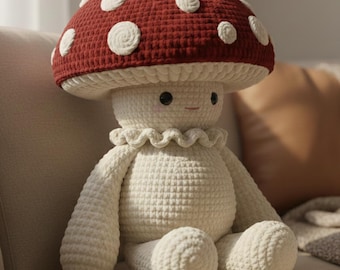 Mushroom Guy Crochet Pattern - No Sew Critter Stitch Amigurumi - Mushroom Plushie - Doll with Hat - PDF Pattern