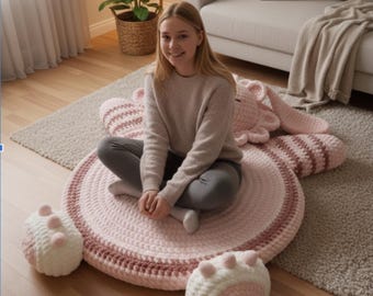 Life Size Sleeping Monster - Crochet Amugurumi bunny Chair Pattern - Digital PDF Download