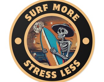 Surf More Sticker: Chill Beach Vibe, Water-Resistant Vinyl