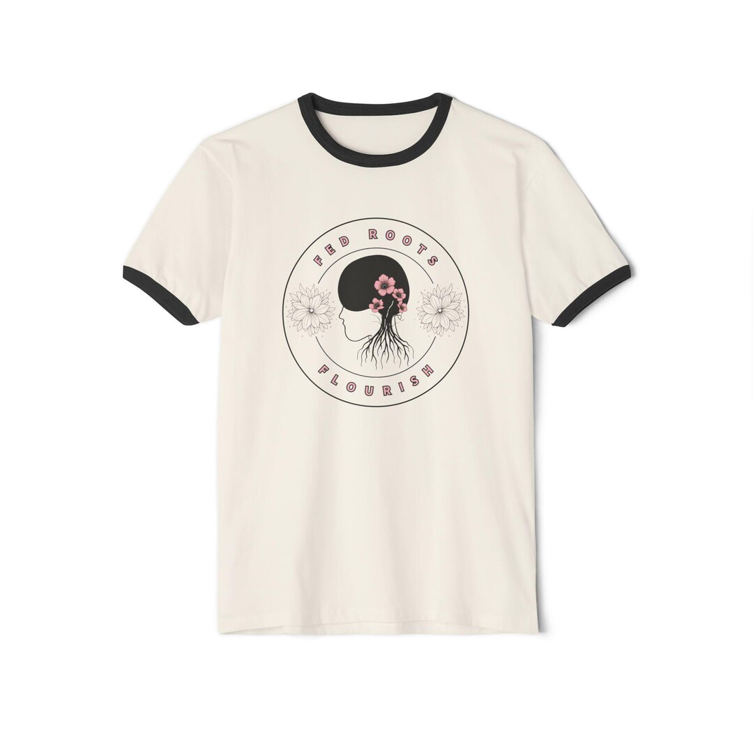 Floral Ringer T-shirt: Fed Roots, Positive Vibes, Unisex Cotton - Etsy