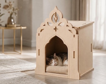 Modern Plywood Pet House, Indoor Cat & Dog House, Luxury Wooden Pet Furniture