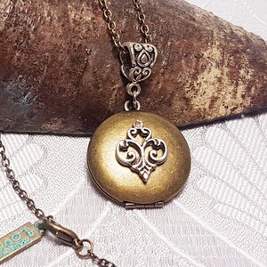 Memory of Love - Gothic Steampunk Filigree Silver and Bronze locket charm pendant necklace