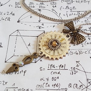 God&#39;s hand - Gothic Steampunk clock Hand face cog gear crystal filigree charm pendant necklace