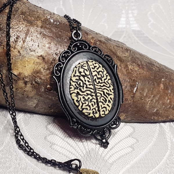 Lésions cérébrales - Gothic steampunk Brain cabochon charm pendentif collier