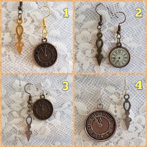 Odd Couples - Silver, Gold, Bronze Steampunk Clock Hands dangle earrings