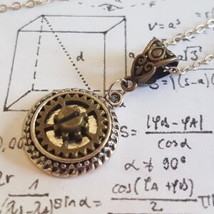 Gothic Steampunk Round Cog gear cabochon charm pendant necklace