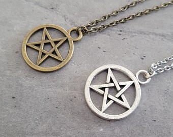 Gothic Rock Punk Pentagram steampunk charm pendant necklace