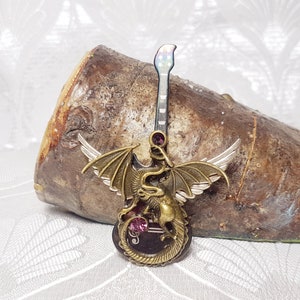 Black, silver and Bronze Gothic Steampunk Rock Guitar Wings Dragon brooch pin