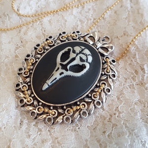 Gothic Vogel Schädel Filigrane Cabochon Steampunk Charme Anhänger Halskette