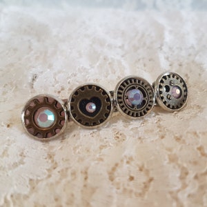 Gothic Steampunk clock cog gear crystals hair accessory crystal barrette clip pin