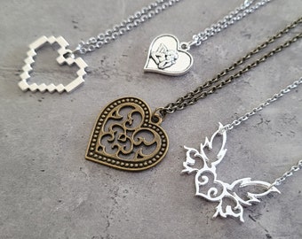 Gothic steampunk Love Heart charm pendant necklace