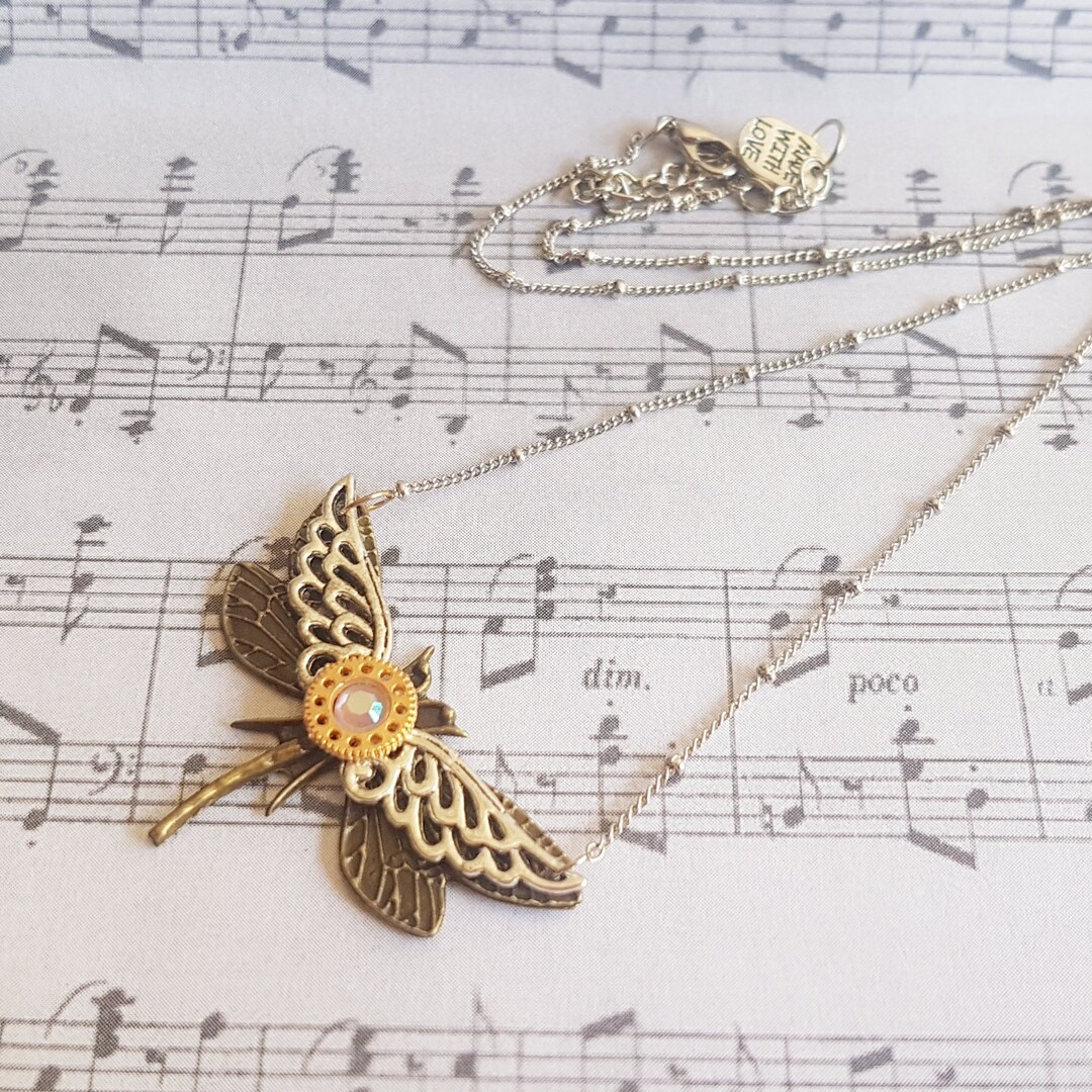 Gothic Steampunk Insect Dragonfly Angel Wings Cogs Gears Charm Pendant ...
