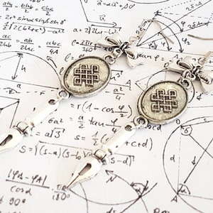 Fountain of Love - Gothic Steampunk Silver filigree bow and Fountain Pen Dangle Drop Earrings