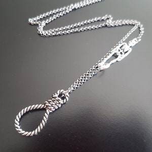 Hang in There Gothic Steampunk Silver Human Skeleton Hangman's Noose knot charm pendant necklace image 4