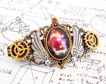 This is Heaven - Bronze, gold and silver Steampunk hair accessory crystal barrette clip pin