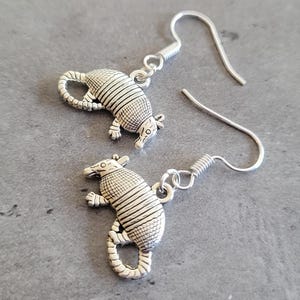 Silver Armadillo dangle earrings