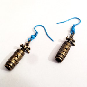 Original bronze fire extinguisher charm dangle earrings