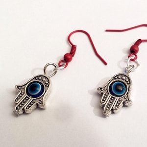 Traditional Evil Eye Hamsa Jewish Hebrew dangle earrings