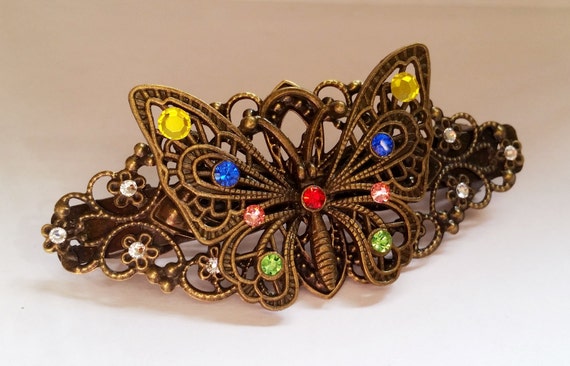 Gothic Steampunk Bronze Hair Accessory Filigree Vintage  display picture 3