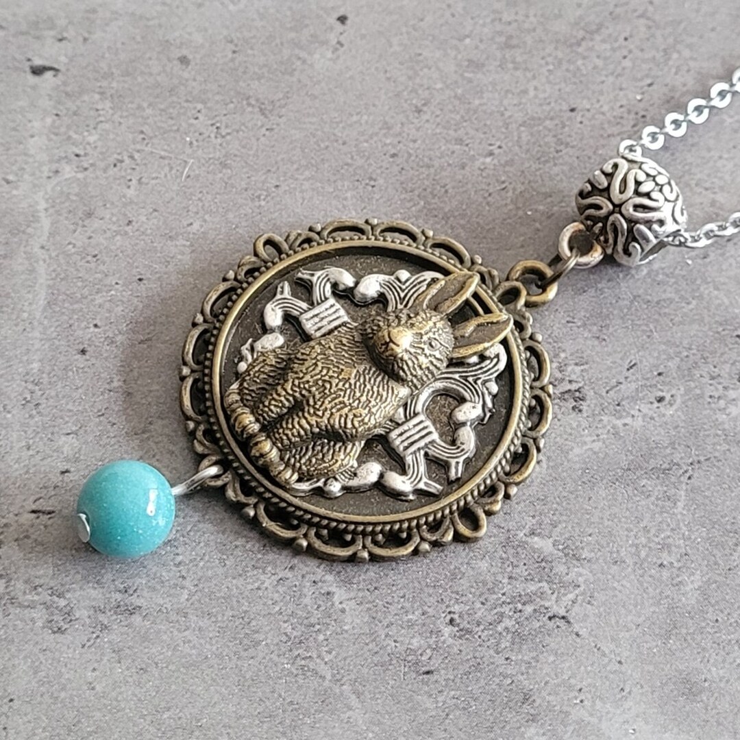 Gothic Steampunk Rabbit Filigree Cabochon Charm Pendant Necklace - Etsy