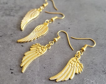 Golden Years - Angel Wings steampunk Golden dangle earrings