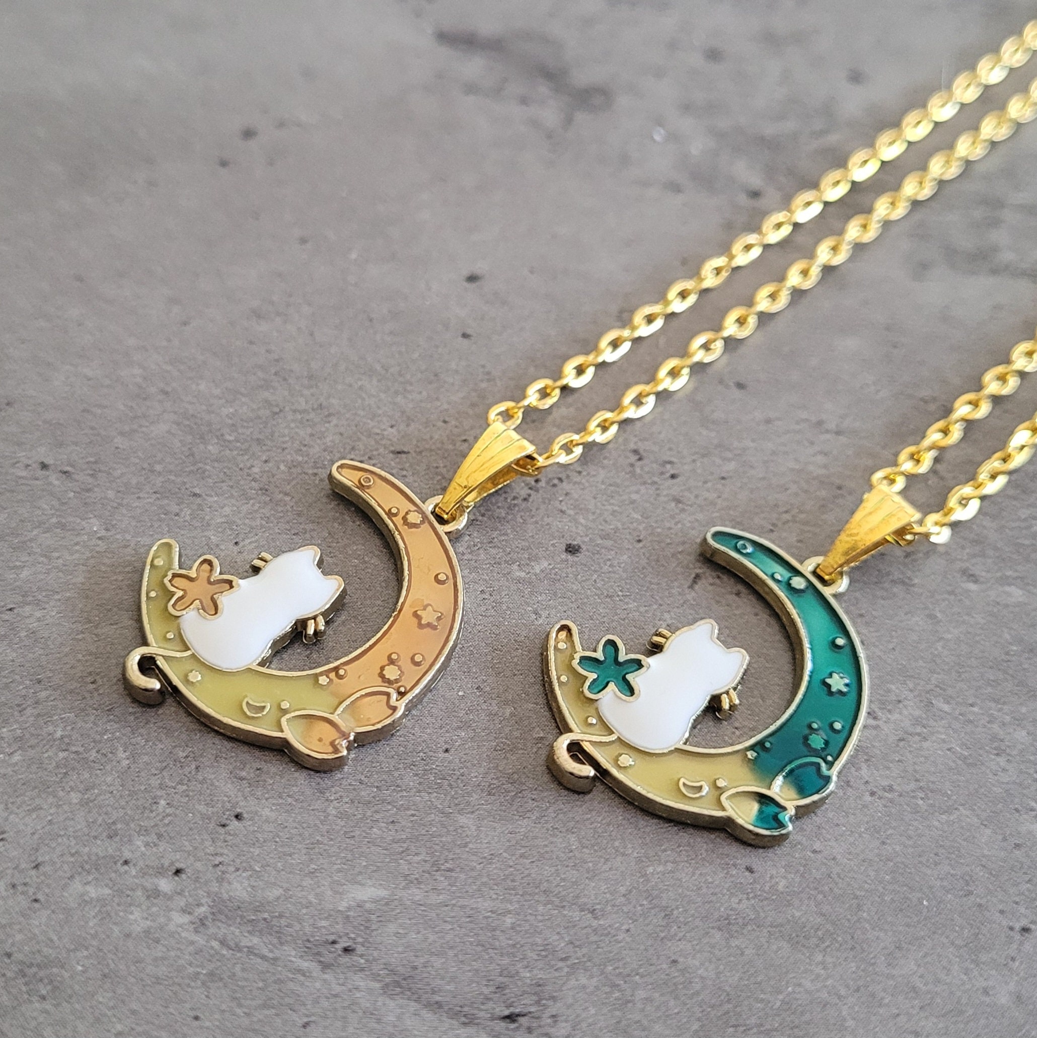 Katze Anhänger Halskette Aus 925 Sterling Silber Mit Mond & Blauem Kristall – 18+2 Zoll, Feines Schmuckstück Für Katzenliebhaber