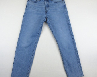 Levi's Vintage Premium Wedgie Jeans Womens 29 Blue High Rise Raw Hem Button Fly