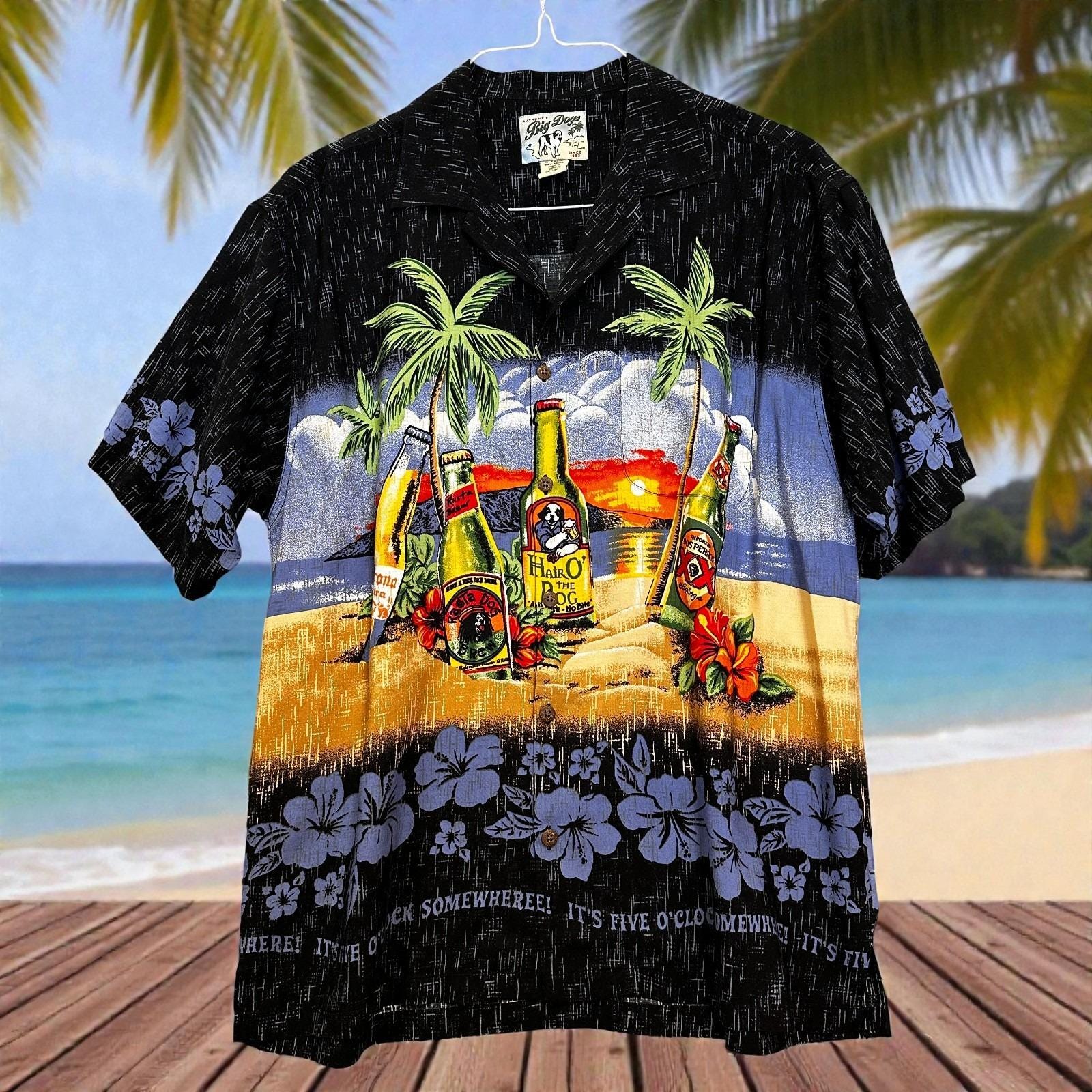 local golf Big Hawaiian S/S SHIRTセットアップ Big Dogs Hawaiian Shirt Size Men's M Black 