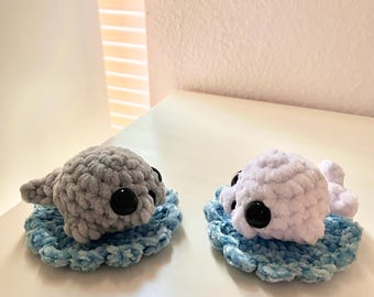 Crochet Seal Plushie: Handmade Chenille Yarn Amigurumi
