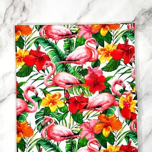 Cross Stitch Project Folder - Embroidery Needlepoint Storage - Flamingos, Tropical, Hibiscus