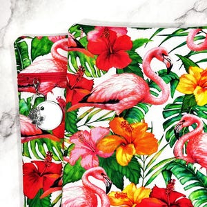 Cross Stitch Project Bag Fully Lined Fabric Embroidery Needlepoint Storage - Flamingos, Tropical, Hibiscus