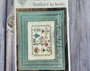 Little Dutch Red Flower Sampler - From the Heart Needleart by Wendy | Cross Stitch Pattern Chart
