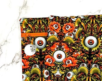 Cross Stitch Project Bag Fully Lined, Embroidery Needlepoint Storage - Little Sewing Shop of Horrors