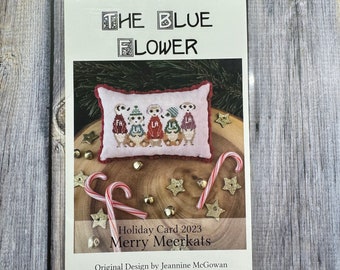 Holiday Card 2023, Merry Meerkats - The Blue Flower | Cross Stitch Pattern Chart