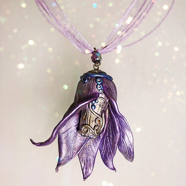 Flower Necklace Froud Inspired Purple Orchid  Necklace