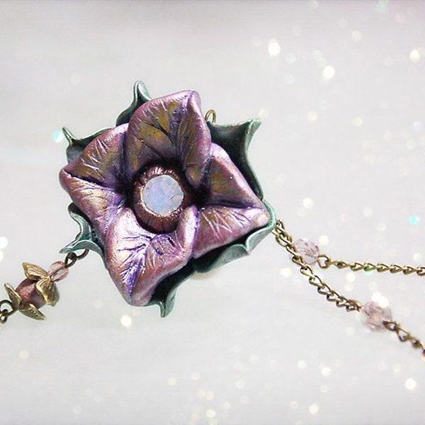 Flower Necklace Lilac  Brian Froud Inspired