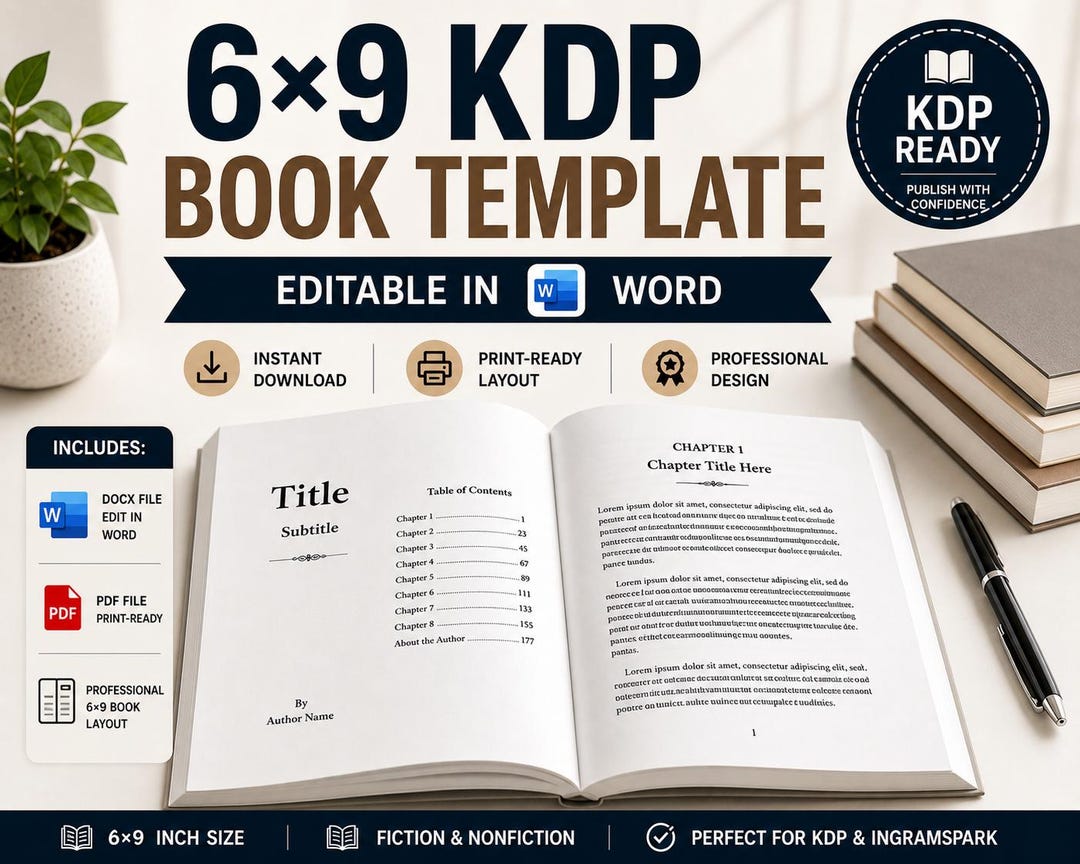 6x9 KDP Book Template | Editable Word Interior Layout (DOCX, PDF) - Etsy