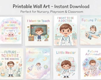 Inspirational Kids Wall Art, Motivational Quotes, Nursery Classroom Decor (Digital Download)