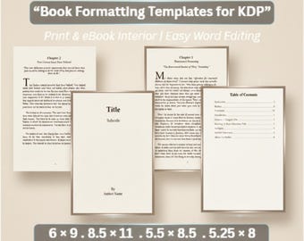 KDP Book Formatting Templates | Print & eBook Layout (Word Files, 6x9, 8.5x11, 5.5x8.5) (Digital Download)