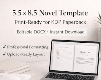 ebook template 5.5x8.5 Novel Template | KDP Paperback Layout (DOCX, Instant Download)